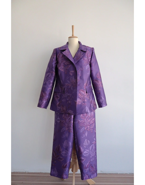 Jakarlı Lavanta Serisi Mor İkili Takım Standart Beden