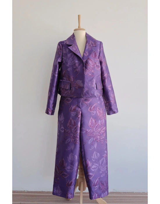 Jakarlı Lavanta Serisi Mor İkili Takım Standart Beden