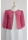 Tül Detaylı Fuşya Abiye Ceket
