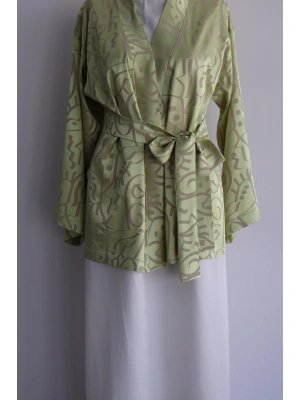 Saten Desen Detaylı Kimono
