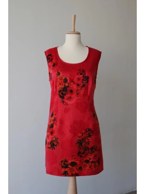 Vintage Kırmızı Çiçek Detaylı Abiye