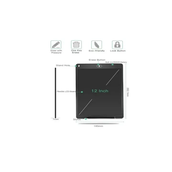 12 Inc Renkli Lcd Grafik Dijital Kalemli Çizim Tableti Yazı Tahta Not Yazma Eğitim Tableti Kırmızı