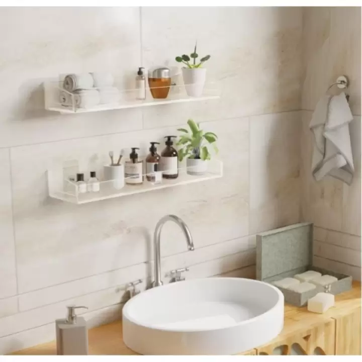 2li Şık ve Minimalist Tasarımlı Şeffaf Duvar Rafı