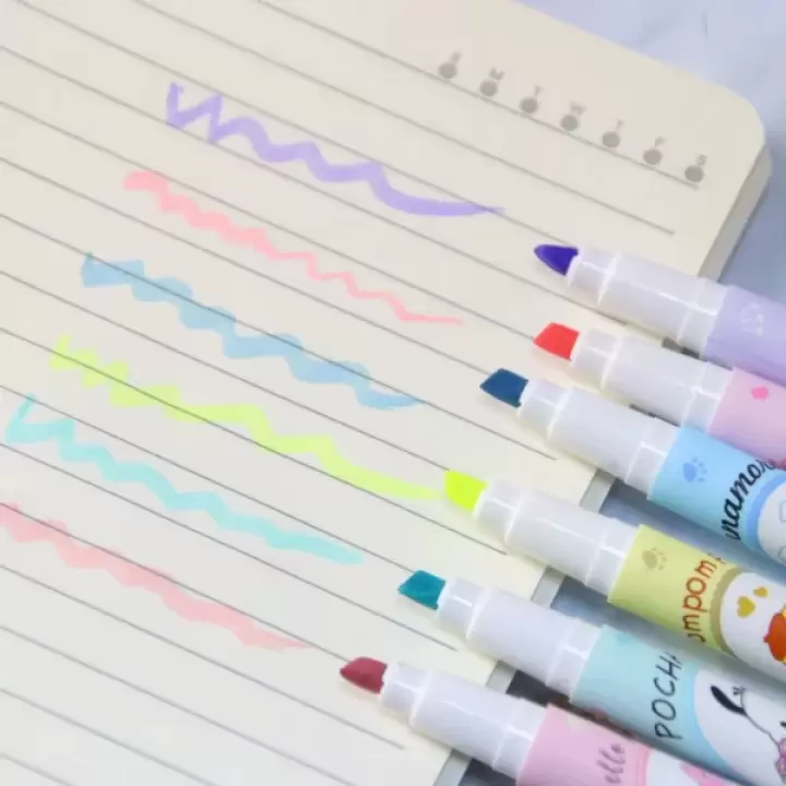 6lı Fosforlu Kalem Seti - Sanrio Karakterleri, Kuromi, Hello Kitty