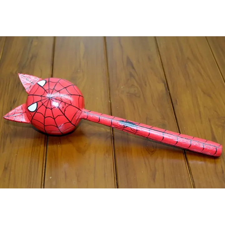 Ahşap Kedili Spiderman Marakas Tekli
