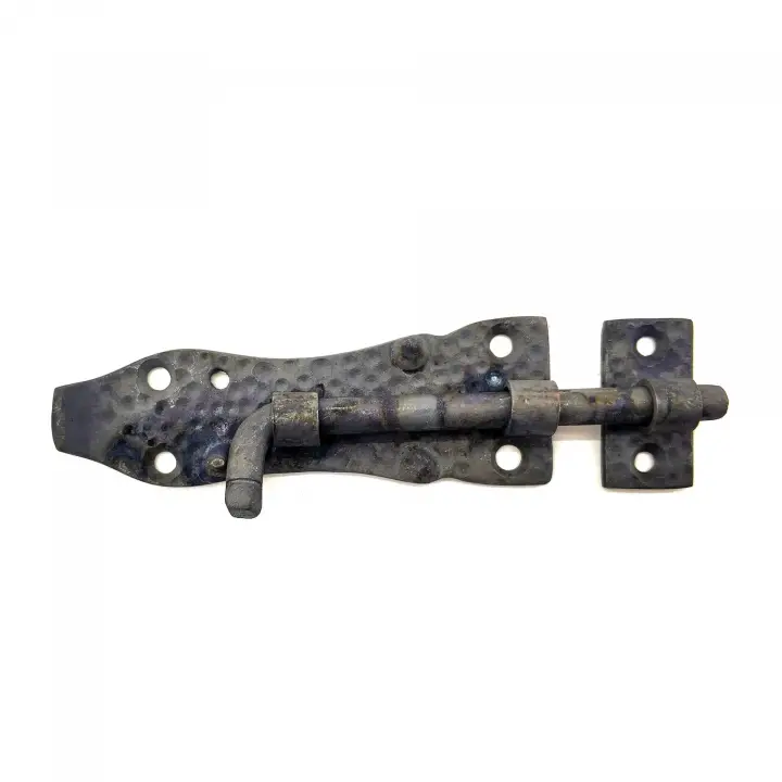 Antika Tarz Dekoratif Pirinç Dövme Kapı Sürgüsü - 7cm, Oksit