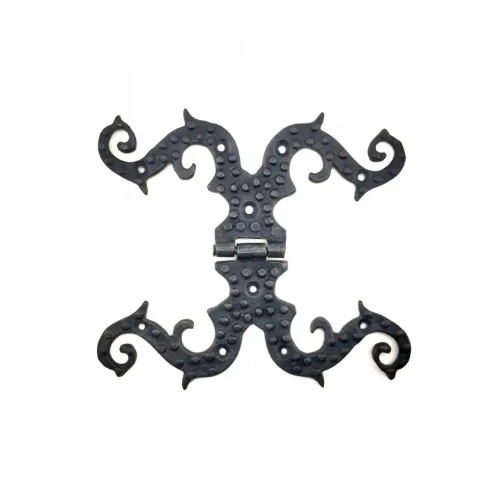 Antika Tarz Dekoratif Pirinç Süslü Menteşe - 190x170 Mm, Oksit