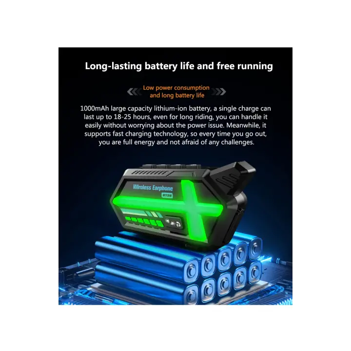 Bt26 Motosiklet Kask Kulaklık Bluetooth Rgb Işıklı 2 Eşleşme Özellikli 1000 Mah Intercom