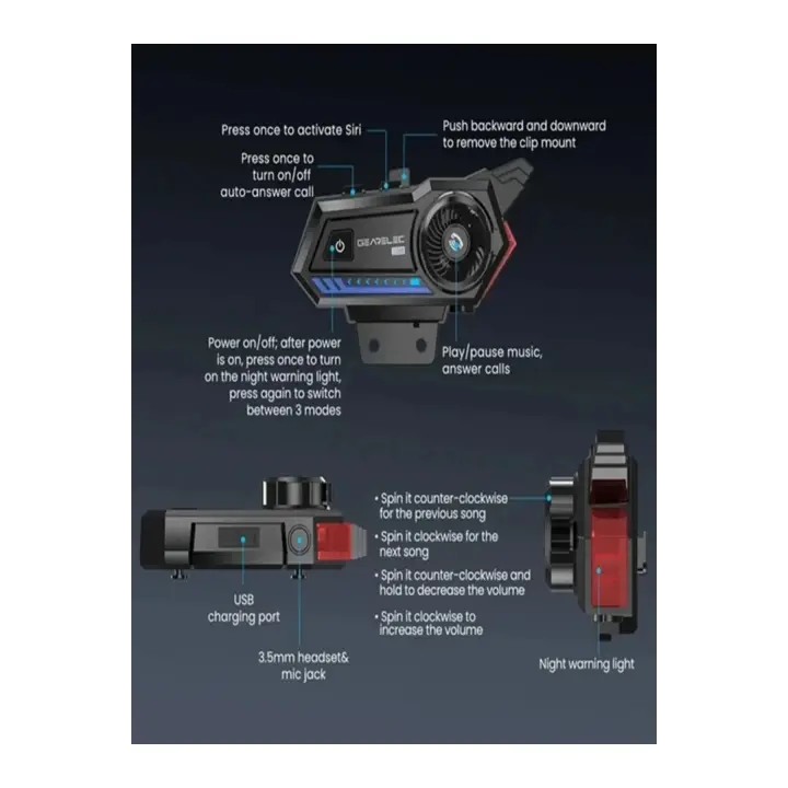 Bt57 Motosiklet Kask Kulaklık Intercom Işıklı Motorsiklet Interkom