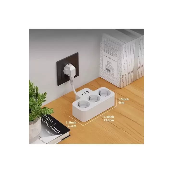 Çoklu Kablolu Priz Yüksek Gerilim Korumalı 3’lü Priz 1x Usb 2x Type-c Çıkışlı Grup Priz Çoğaltıcı Siyah