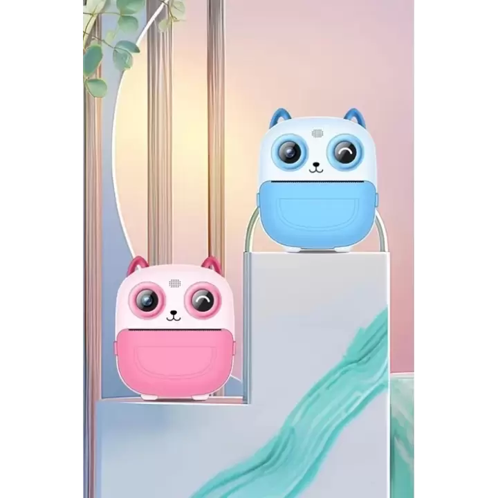 Dijital Video Fotoğraf App Destekli Çocuk Kamerası Termal Resim Kağıt Baskılı Yazıcı Mavi