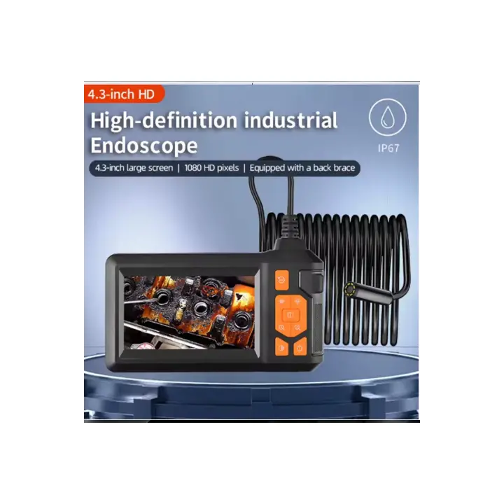 Ekranlı 3 Kameralı 10 Mt Hafıza Kart Destekli Sert Kablo Yılan Endoskop Kamera 8 Mm 4.3 Inc