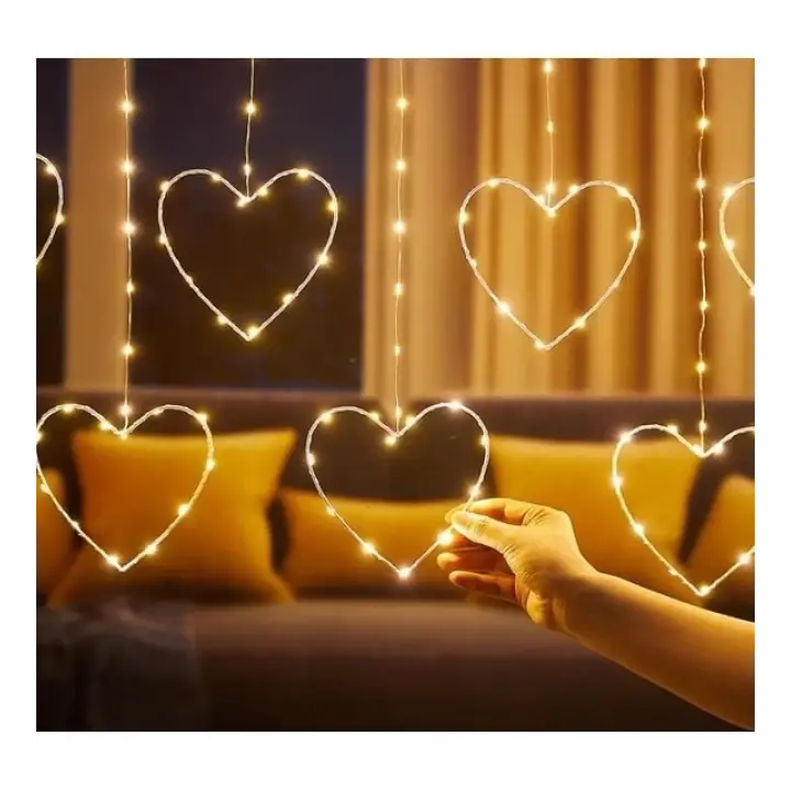 Kalpli Perde Led Işıklar, Sevgililer Günü Romantik Led Aydınlatma