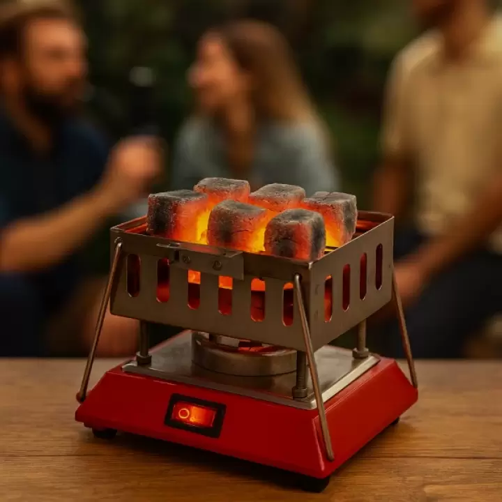 Kare Krom Elektrikli Nargile Köz Ocağı