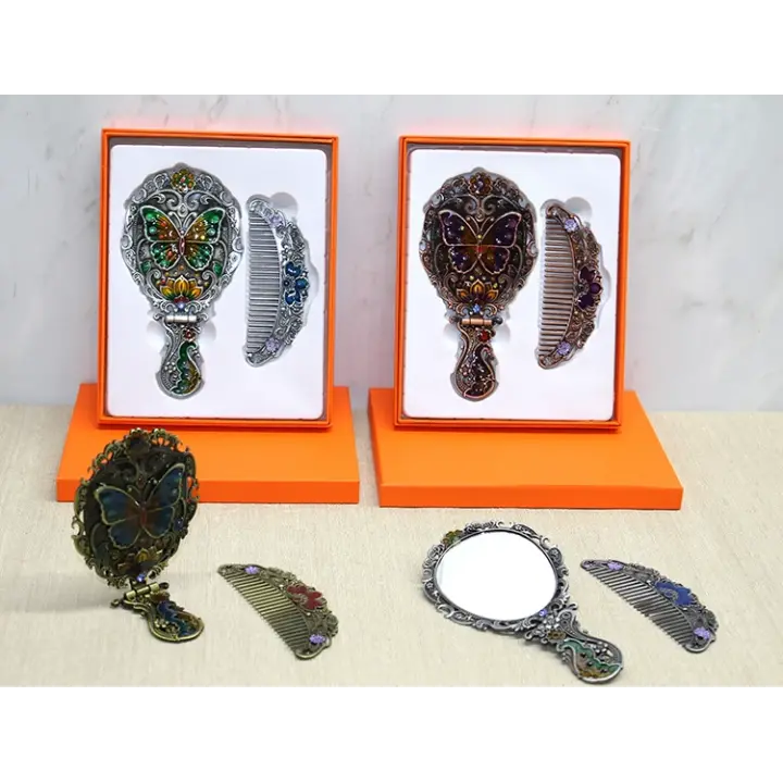 Kelebek Katlanabilir Ayna Ve Tarak Seti Orta Boy