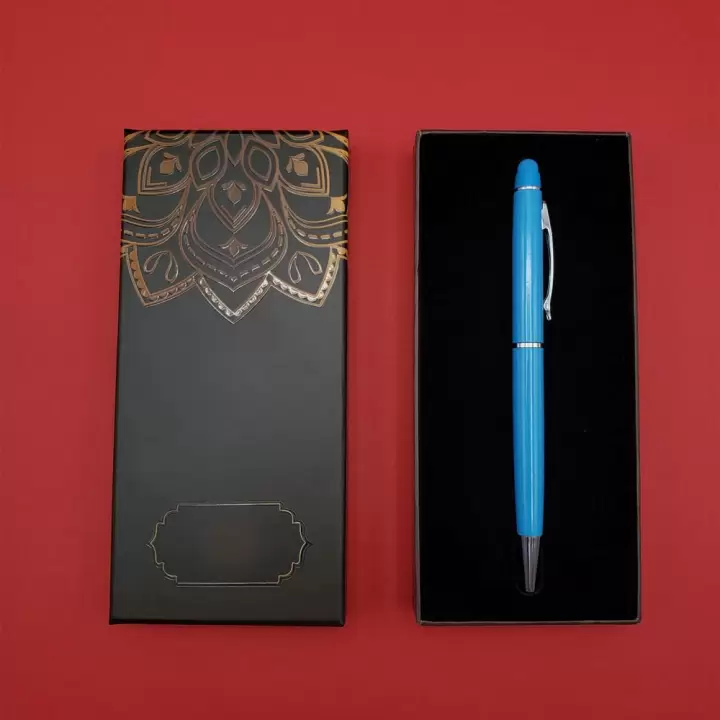 Mandala Desenli Kutulu Turkuaz Tükenmez Kalem