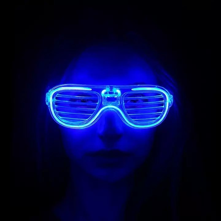 Mavi Led Işıklı Parti Gözlüğü - Neon 3 Modlu
