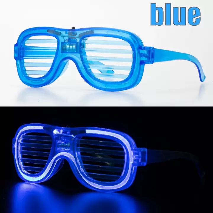 Mavi Led Işıklı Parti Gözlüğü - Neon Glow Şerit Gözlük 3 Modlu
