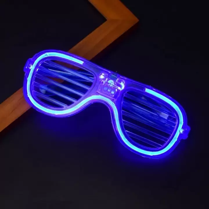 Mavi Led Işıklı Parti Gözlüğü - Neon Glow Şerit Gözlük 3 Modlu