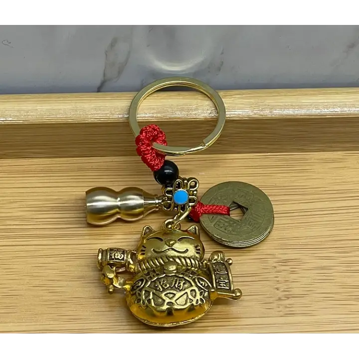 Metal Şans Ve Bereket Kedisi Anahtarlık Model 1