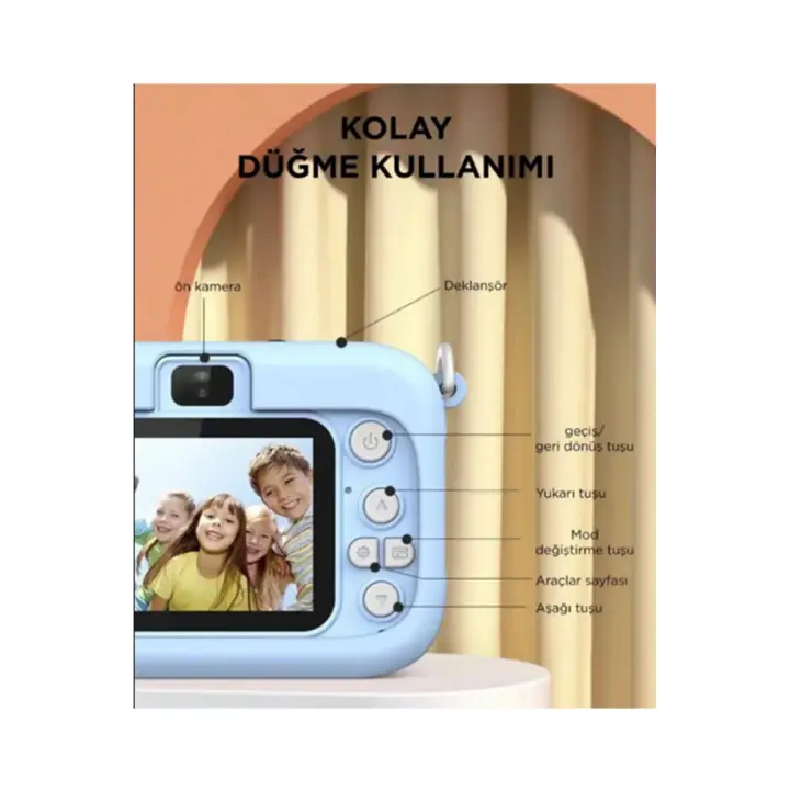 Mini 1080p Hd Çocuk Kamera Dijital Fotoğraf Makinesi 2.0 Inç Ekran 5 Adet Oyun Mor