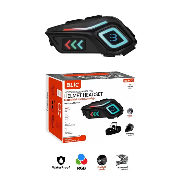 Motor Kask Kulaklık Rgb Modlu Motosiklet Kulaklık Su Geçirmez 5.4 Bluetooth Intercom Blb_36