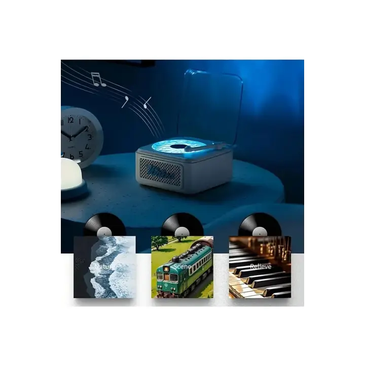 Nostalji Mini Plak Görünümlü Radyolu Bluetooth Hoparlör 3d Ses Dalgası Retro Müzik Plak Beyaz