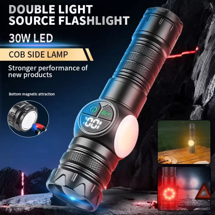 Ps-8745 Profesyonel Zoomlu 30w  Powerbank Mıknatıslı Avcı Kamp Tamirci Feneri
