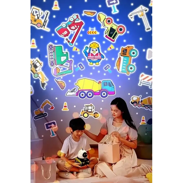 Robot Projeksiyon Gece Lambası Hoparlörlü Şarjlı Yıldızlı Gökyüzü Temalı Led Projeksiyon Lambası