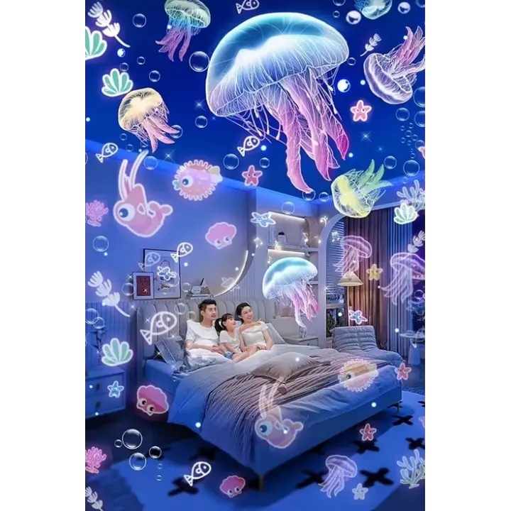 Robot Projeksiyon Gece Lambası Hoparlörlü Şarjlı Yıldızlı Gökyüzü Temalı Led Projeksiyon Lambası