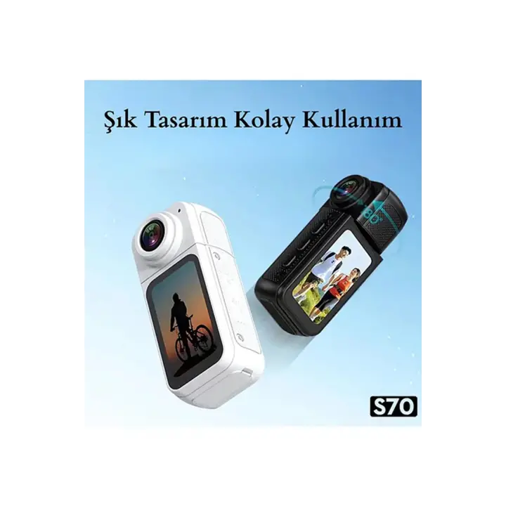 S70 Mıknatıslı Yaka Kamerası Hd Kalite, 30 Fps, Kolay Bağlantı, Boyun Askısı 2.7k  Beyaz