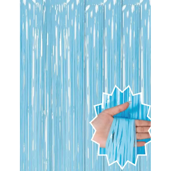 Soft Mavi Püsküllü Kapı Perdesi