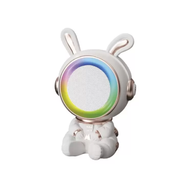 Taşınabilir Rgb Işılı Sevimli Figürlü Mikrofonlu Karaoke Bluetooth Hoparlör Krem
