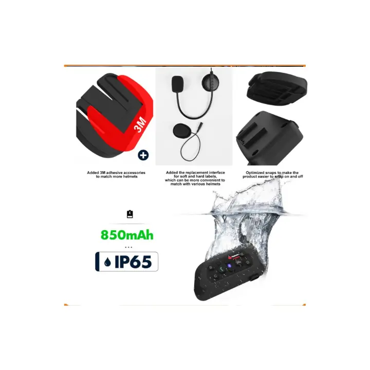 V6 Plus Motorsiklet Kaskı İntercom  Su Geçirmez 1200 M