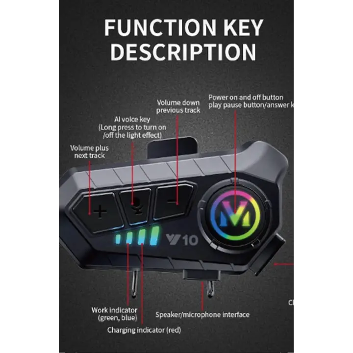 Y10 Kask Kulaklık Bluetooth Motosiklet Kulaklık 5,3 Bluetooth Intercom Motorsiklet Kulaklık