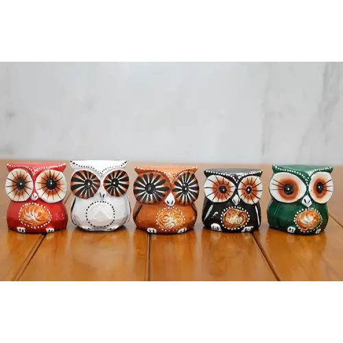 Ahşap 5li Baykuş Seti Polos:8