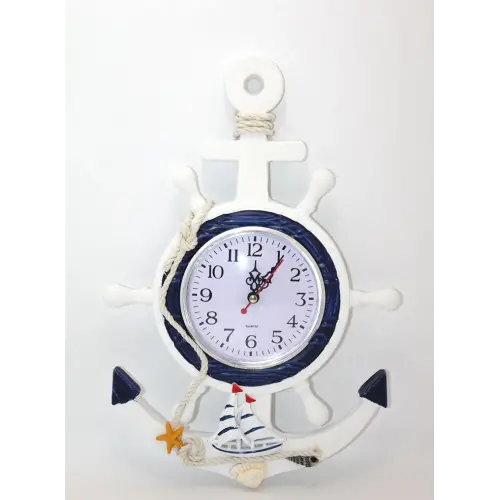 Ahşap Marin Duvara Asmalı Dümenli Saat Alk2446
