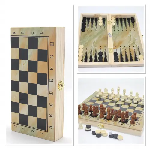 Ahşap Kutulu Satranç Ve Tavla Seti Alk4219