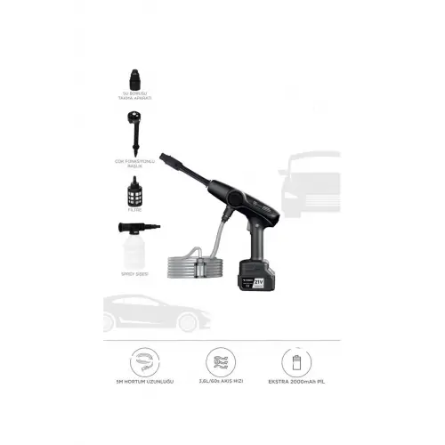 Akülü Şarjlı Yüksek Basınçlı Oto Araba Bahçe Yıkama,temizleme Su Sı