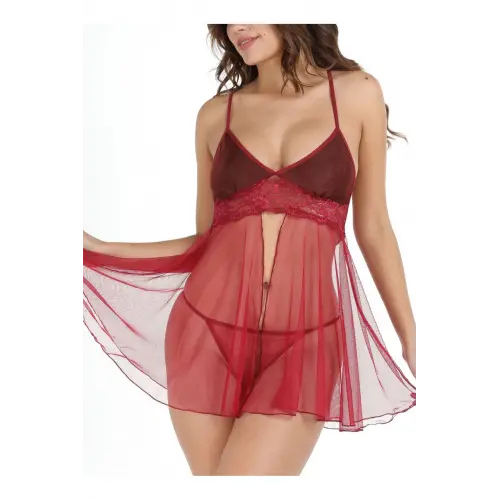 Bordo Tül Geclik -670