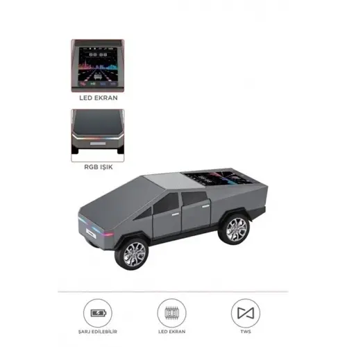 D68 Cyber Model Araba Tasarımlı Bluetooth Hoparlör 15w Güçlü Ses Rgb Led /tws/usb Gri