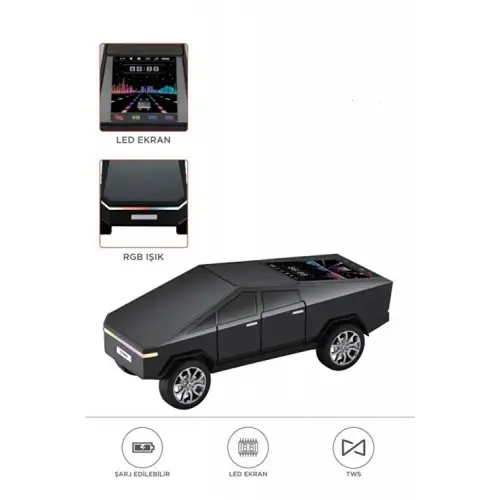 D68 Cyber Model Araba Tasarımlı Bluetooth Hoparlör 15w Güçlü Ses Rgb Led /tws/usb Siyah