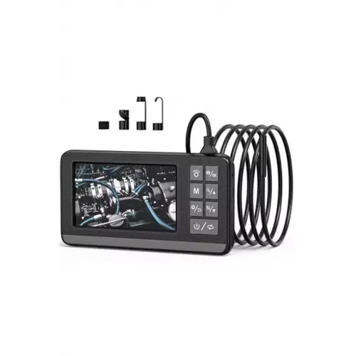 Ekranlı Çift Kameralı 10 Mt Sert Kablo Endoskop Kamera 8 Mm 4.3 Inc Hafıza Kart Destekli