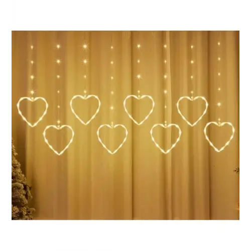 Kalpli Perde Led Işıklar, Sevgililer Günü Romantik Led Aydınlatma