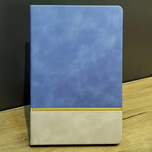 Mavi Gold Detaylı Deri Hatıra Defteri