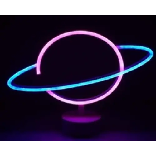 Neon Işıklı Satürn Lamba
