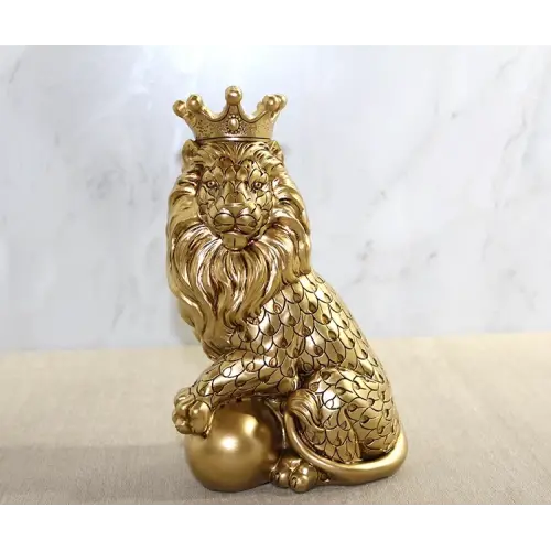 Polyester Dekoratif Taçlı Aslan Figürü Alk2574