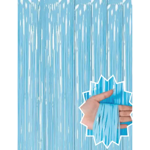 Soft Mavi Püsküllü Kapı Perdesi