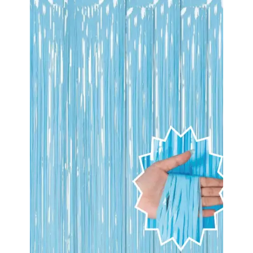 Soft Mavi Püsküllü Kapı Perdesi - Parti, Baby Shower, Sünnet Süsü, Cinsiyet Partisi 1x2 M