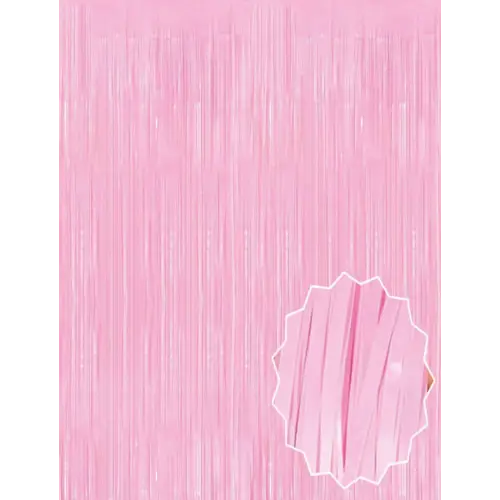 Soft Pembe Püsküllü Kapı Perdesi